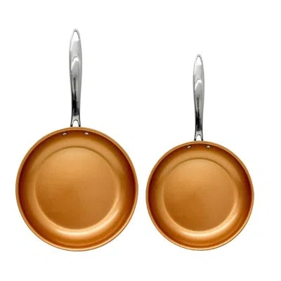 Gotham Steel Nonstick 9.75'' And 11.3'' Fry Pan Set With Stay Cool Handle, Oven & Dishwasher Safe In Copper
