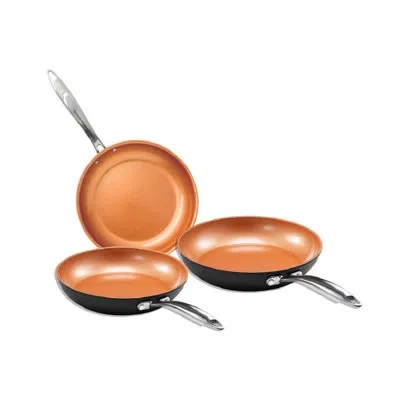 Gotham Steel Pro Hard Anodized 3 Pack Nonstick Fry Pan Set - 8'' 10'' And 12'' In Copper