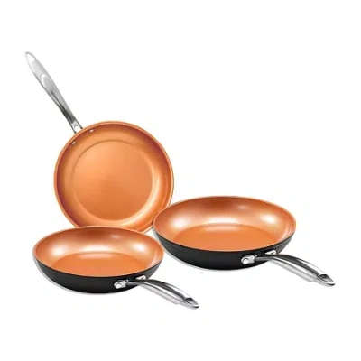 Gotham Steel Pro Hard Anodized 3-pc. Nonstick Ceramic Frying Pan Set In Orange