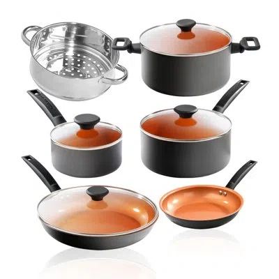 Gotham Steel Pro Premier Hard Anodized 10 Piece Nonstick Cookware Set In Silver;orange