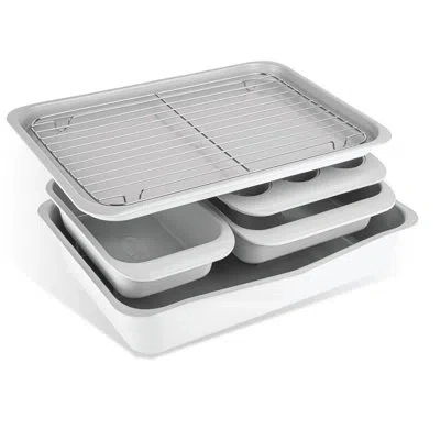 Gotham Steel Stackable Bakeware Ceramic Nonstick Bakeware Set Of 6 Pieces In White