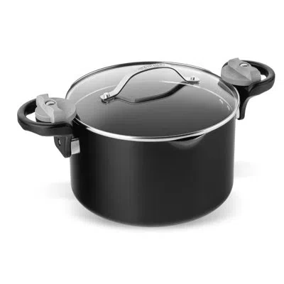 Gotham Steel Stock Multipurpose Pasta Pot With Strainer Lid & Twist And Lock Handles In Black
