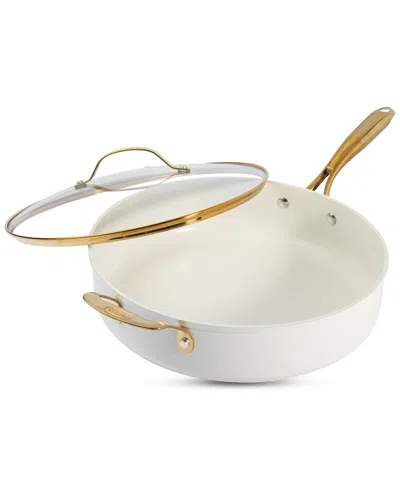 Gotham Steel Ultra Nonstick Ceramic 5.5qt Jumbo Cooker Pan With Lid & Handles In Neutral