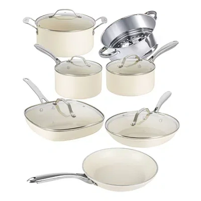 Gotham Steel Ultra Stay Cool Handles 12-pc. Non-stick Cookware Set In White
