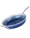 Gotham Steels Granitestone 14in Family Fry Pan With Lid In Blue
