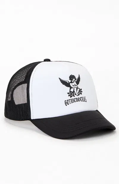 Gothic Mochas Angel Logo Trucker Hat In Black/white In Multi
