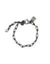 Goti Interlocking Link Silver Bracelet With Easy Clasp In Black
