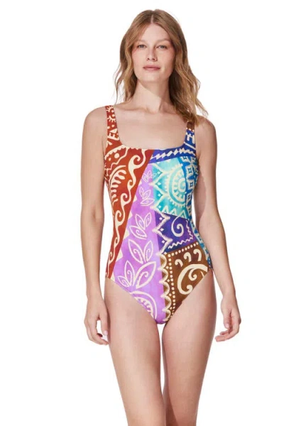 Gottex Ashanti Square Neck One Piece In Purple