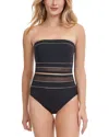Gottex Onyx Bandeau Metallic One-piece Swimsuit In Black/gold