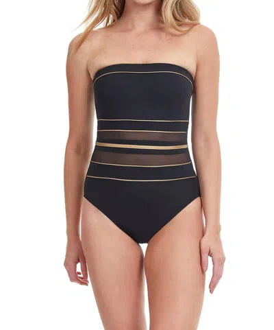 Gottex Bandeau One Piece Swimsuit In Onyx Black/ Gold In Multi