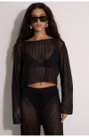 Gottex Beach Life Anna Two Crochet Long Sleeve Beach Top