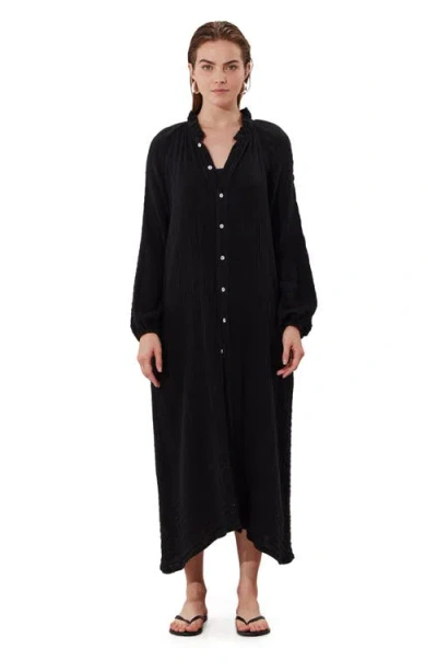 Gottex Beach Life Cloudshore Ruffle Collar Dress Cover-up In Black