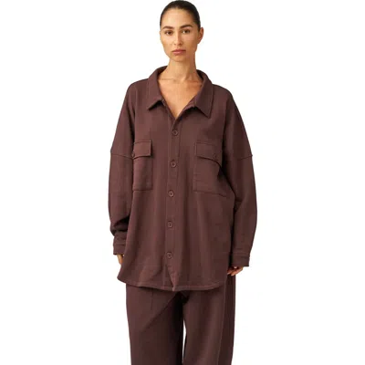 Gottex Beach Life Cozy Coast Airport Button Up Shacket In Brown