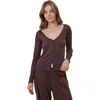 Gottex Beach Life Daydream Pointelle Buttoned Loungewear Top In Brown