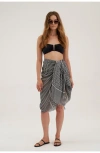 Gottex Beach Life Hanna Swim Cover Up Sarong Wrap Skirt In Black/white