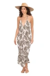Gottex Beach Life Resort Swim Cover Up Maxi Dress In Multi/grn