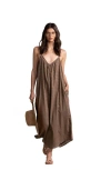 Gottex Beach Life Resort Swim Cover Up Long Jumpsuit In Khaki