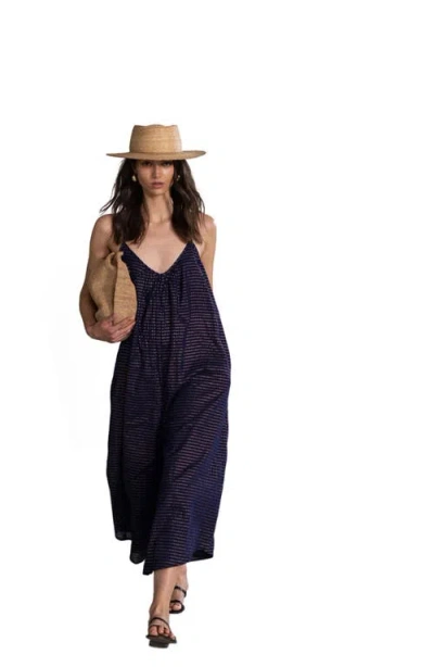 Gottex Beach Life Resort Swim Cover Up Long Jumpsuit In Navy