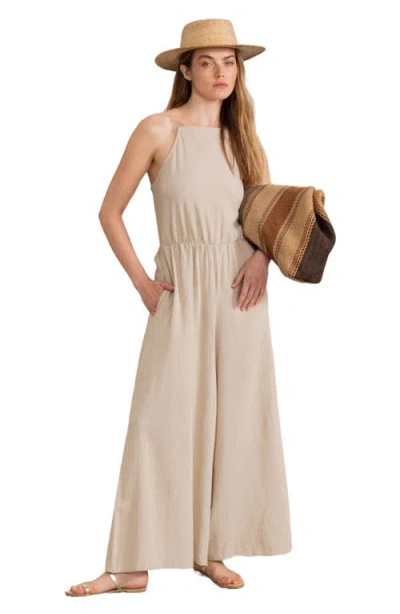 Gottex Beach Life Resort Swim Cover Up Open Back Jumpsuit In Natural
