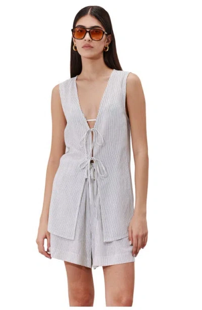 Gottex Beach Life Saltstripe Front Tie Vest Cover-up In White