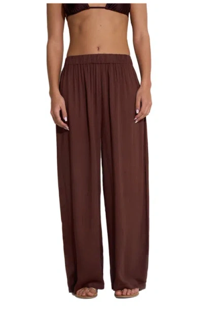 Gottex Beach Life Satin Shore High Waist Beach Pant Cover-up In Brown