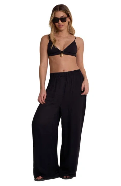 Gottex Beach Life Satin Shore High Waist Beach Pant Cover-up In Black