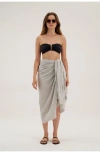 Gottex Beach Life Smile Swim Cover Up Sarong Wrap Skirt In Black/ivory