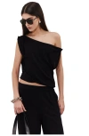 Gottex Beach Life Solena Crêpe One Shoulder Beach Shirt Cover-up In Black