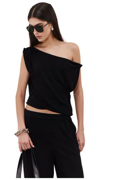 Gottex Beach Life Solena Crêpe One Shoulder Beach Shirt Cover-up In Black