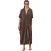 Gottex Beach Life Solena Crêpe Oversized Shirt Dress Cover-up In Brown