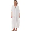 Gottex Beach Life Solena Crêpe Oversized Shirt Dress Cover-up In White