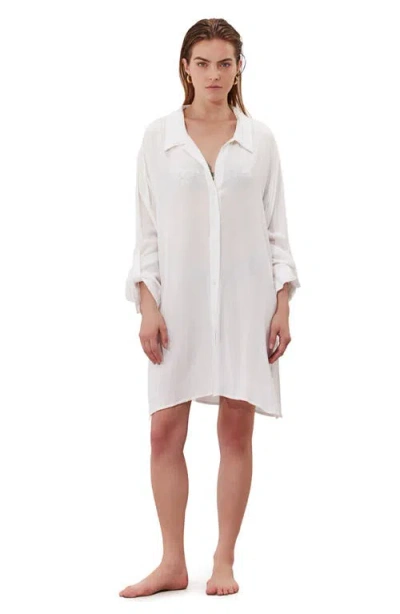 Gottex Beach Life Solena Crêpe Shirt Dress Cover-up In White