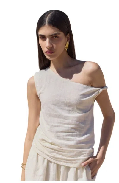 Gottex Beach Life Terra One Shoulder Beach Shirt Cover-up In White
