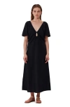Gottex Beach Life Terra Puff Sleeve Midi Dress Cover-up In Black