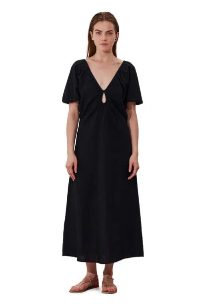 Gottex Beach Life Terra Puff Sleeve Midi Dress Cover-up In Black