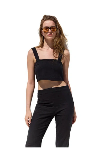 Gottex Beach Life Terra Square Neck Crop Top Cover-up In Black
