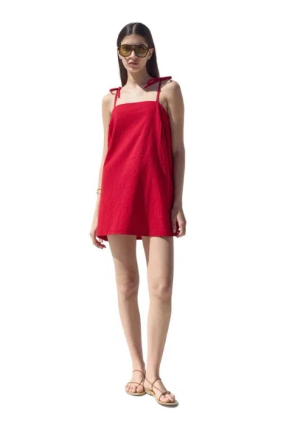 Gottex Beach Life Terra Square Neck Mini Dress Cover-up In Red