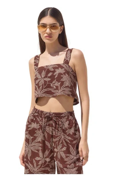 Gottex Beach Life Terra Square Neck Printed Crop Top Cover-up In Brown