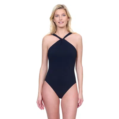 Gottex Beaute Luxury High Neck Twist Halter One-piece Swimsuit In Black