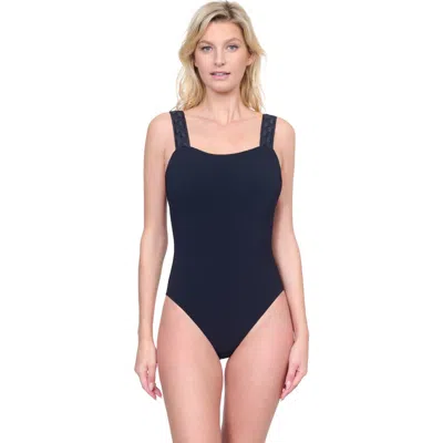 Gottex Beaute Luxury Square Neck One-piece Swimsuit In Black