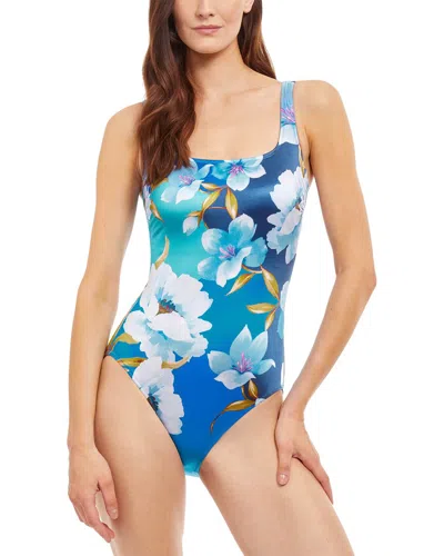 Gottex Bella Rosa Square Neck One Piece In Multi/blue