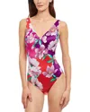 Gottex Bella Rose Bandeau One Piece Swimsuit