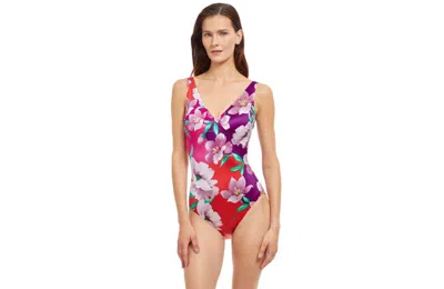 Gottex Bella Rose Bandeau One Piece Swimsuit In Mul Cherry