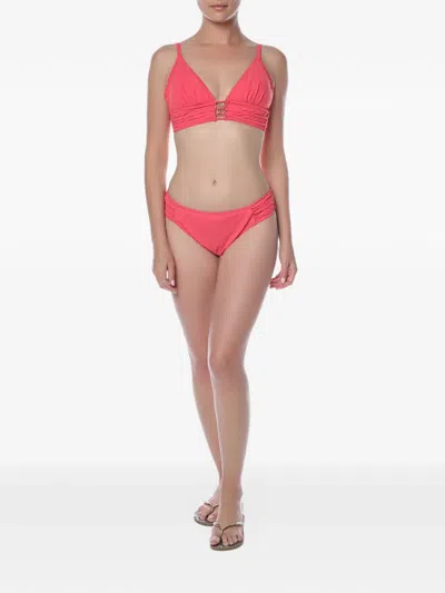Gottex Bellini Ruched Ring-detail Bikini Top In Red