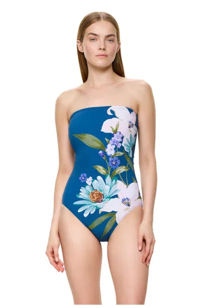 Gottex Bora Bora Bandeau One Piece Swimsuit In Blue