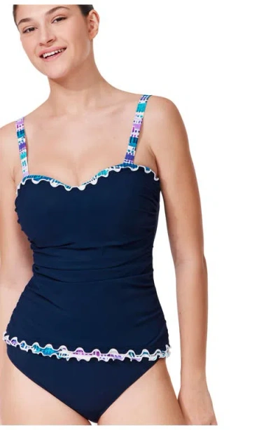 Gottex Canva Tricolore D-cup Tankini Top In Blue