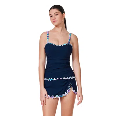 Gottex Canva Tricolore D-cup Tankini Top In Blue
