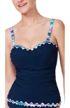 Gottex Canva Tricolore E-cup Tankini Top In Blue