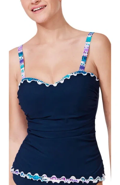 Gottex Canva Tricolore E-cup Tankini Top In Blue