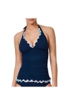 Gottex Canva Tricolore Halter Tankini Top In Blue